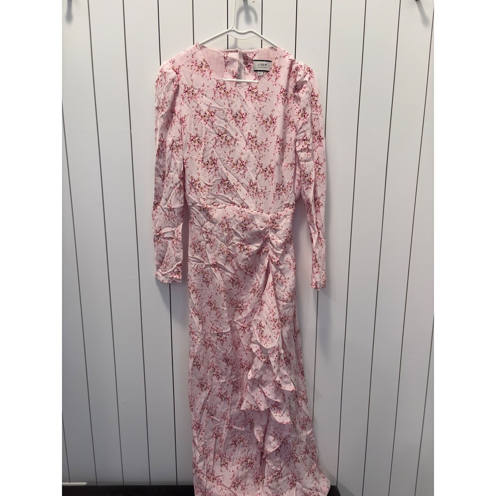 J.Crew Collection Maxi Dress Womens 10 Pink Floral Open Back Ruffle Cottagecore